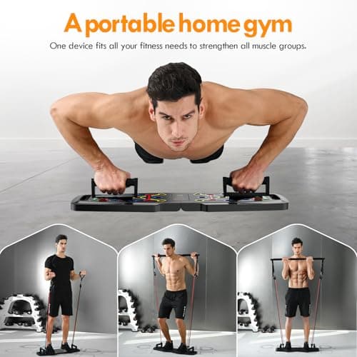 MQRW Push Up Board,Home Gym,Portable Exercise Equipment,Pilates Bar and 20 Fitness Accessories with Resistance Bands and Ab Roller Wheel,Full Body Workout at Home - Thumbnail 6