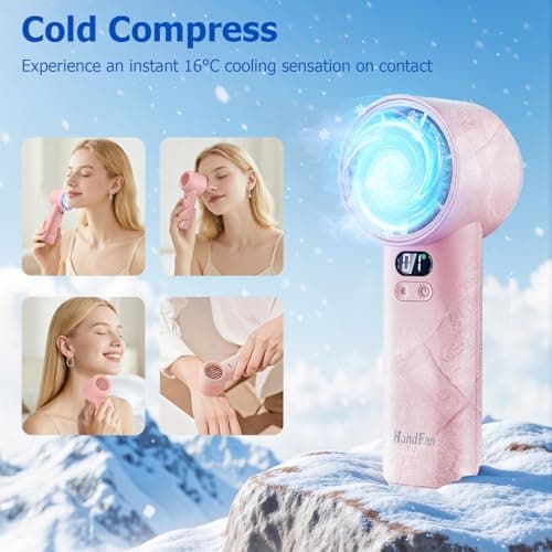 HandFan 5200mAh High Speed Handheld Turbo Fan, 1-100 Speeds Adjustable Powerful Cooling Ice Fan, Portable Mini Hand Fans Rechargeable, for Summer Beach Travel Concerts, Gifts for Women(Pink) - Thumbnail 3