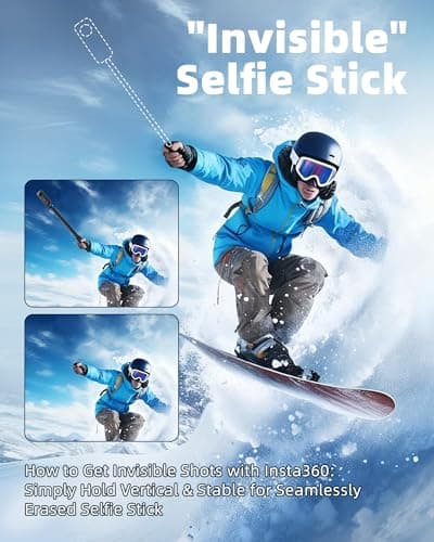 118" Extra Long Selfie Stick for Insta360 & iPhone with Remote - Thumbnail 3