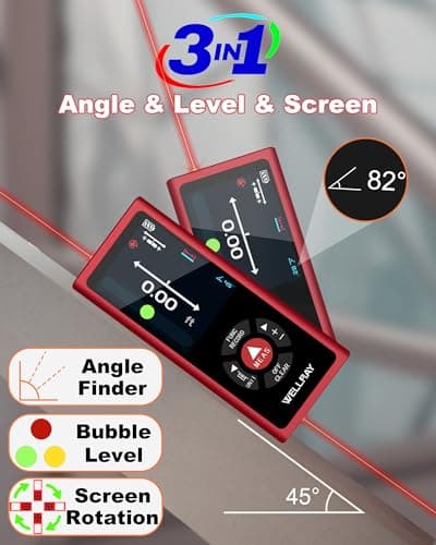 Dual Laser Measuring Tool, Rechargeable Laser Measure Tool with Long-Lasting Battery, 400Ft Laser Distance Meters with ±1/16" Accuracy, Laser Measurement Tool with Bubble Level for DIY Home Outdoor - Thumbnail 6