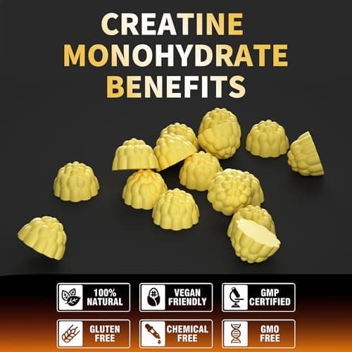 Nutravita Creatine Monohydrate Gummies for Men & Women-5g of Creatine Monohydrate per Serving - Sugar Free,Vegan,Pineapple Flavor, 120 Count - Thumbnail 4