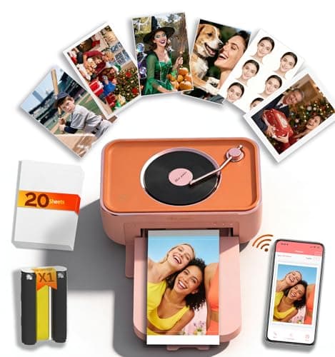 4x6 Photo Printer, Phone Printer with 20 Sheets & 1 Cartridge, AR Video Printing, Wi-Fi Connection, Bluetooth Speaker, Portable Instant Picture Printers for iPhone Android Gift Home Use, CP6000Pink - Image 1