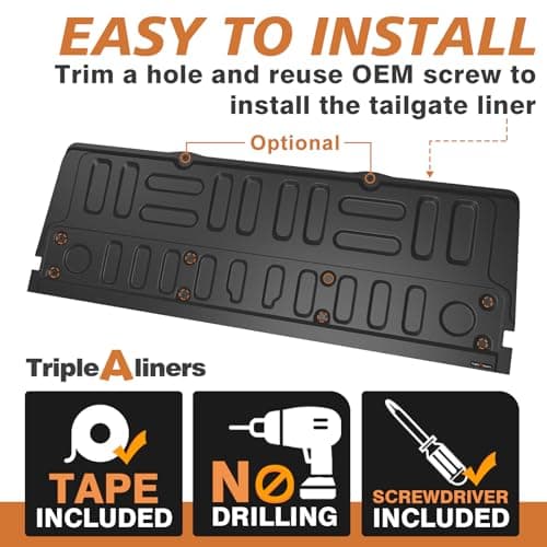 TripleAliners Truck Mat Compatible with 2017-2022 Ford Super Duty F250/F350/F450 Accessories, Tailgate Mat Custom Fit All Weather Protection Pickup Liner - Thumbnail 3