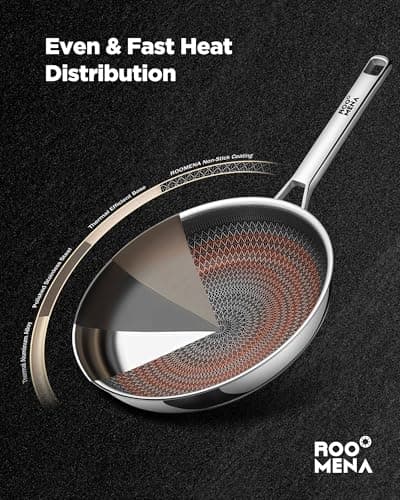 Pots and Pans Set Hybrid Stainless Steel, 17PC Nonstick Tri-Ply Cookware Set w/Frying pan, Dishwasher & Oven Safe, PFOA-Free, Metal Utensil Safe, Suitable for All Cooktops - Thumbnail 5