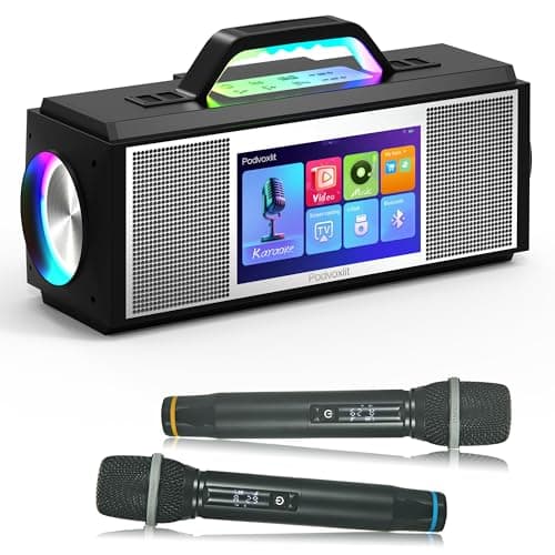 Podvoxlit Smart Karaoke Machine for Adults, with Lyrics Display, 2 Wireless Microphones, 480W Bluetooth Speaker for Party, Portable Karaoke System with Dynamic Lights for Any Occasion - Image 1