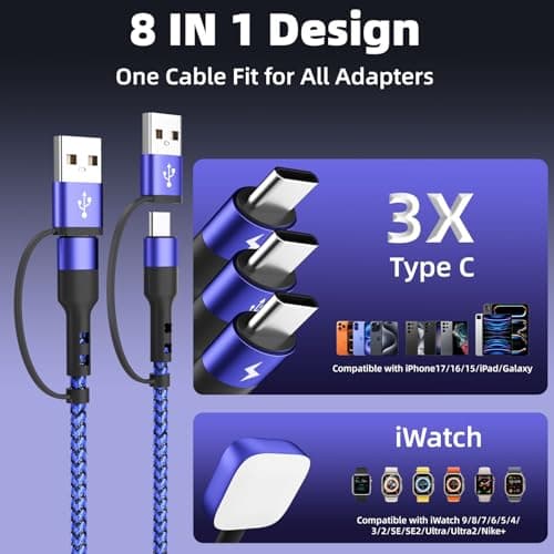 MPATIBY 3Type-C 4 in 2 Multi Charging Cable for iWatch Charger/iPhone 17-8 - Thumbnail 5