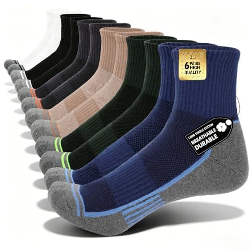 Urban Virgin Ankle Compression Quarter Cushion Socks For Men 9-12 White Athletic Reinforced Heels Breathable Socks For Men - Image 1