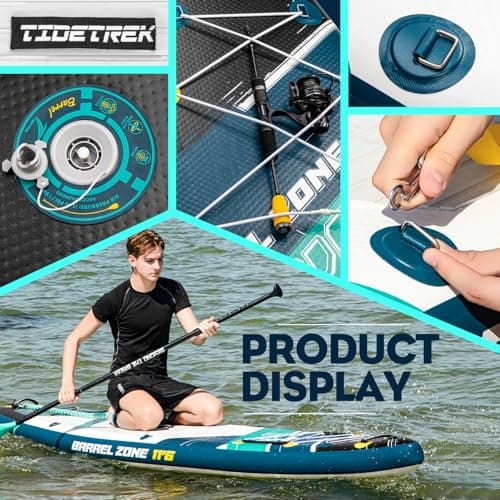 TIDETREK 11'6" Inflatable Stand Up Paddle Boards, Premium SUP Accessories, Non-Slip Comfort Deck for Youth & Adults (Midnight Tide) - Thumbnail 6