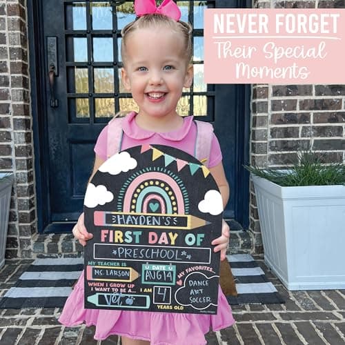 My First Day of School Sign with Marker -11"x14" Double-sided & Reusable Back to School Sign Board and Photo Prop for First and Last Day, Kindergarten PreK Preschool Chalkboard Back to School Supplies - Thumbnail 6