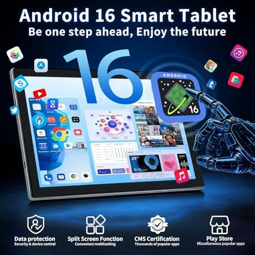 SCREENOVATE Tablet 10 Inch Android 16 Tablet, 32GB RAM 128GB ROM, 1TB Expansion, Octa-core, Large Capacity Battery, 5MP + 8MP Dual Camera, 5G/2.4G WiFi, Bluetooth 5.0, GPS, Drop-Proof Case - Thumbnail 2