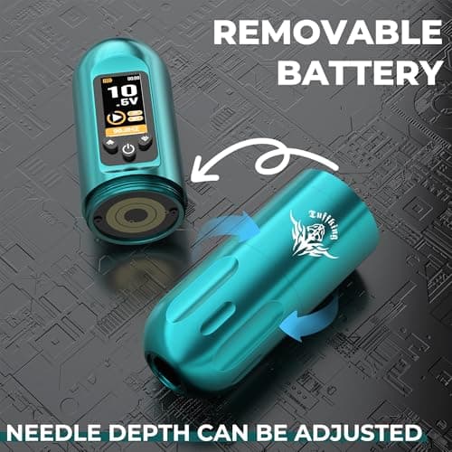 Tuffking Tattoo Machine Kit Rotary Wireless Tattoo Gun Kit with 20pcs Extra Smooth Cartridge Needles Practice Skin Tattoo Supplies for Beginners & Professional Artists - Thumbnail 4