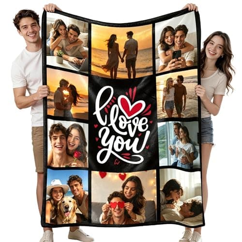 Ships Next Day Custom Blanket with Picture, Personalized Throw Blanket with Photo, Customize Customizable Blankets Customized Gifts for Mom, Dad, Couple, Girlfriend, Boyfriend, Wife and Husband - Image 1