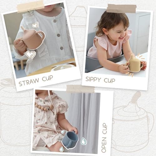Moonkie Silicone Baby Sippy Cups | 3 Stages Training Cup Straw Cup for Infants Toddlers and Kid | 4 oz 1Pack - Thumbnail 5