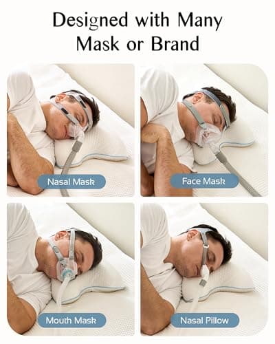 Joynox Travel Memory Foam CPAP Bed Pillow for Side & Back Sleepers, Portable Sleep Apnea Pillow with Storage Bag for All CPAP Masks Users, Washable Neck Support Pillow for Hotels Camping - Thumbnail 4