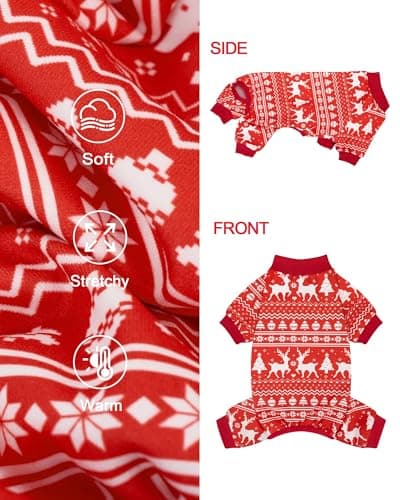 XPUDAC Christmas Matching Dog and Owner Pajamas Set Christmas Dog Pajamas Puppy Outfits for Small Medium Dogs Pet Clothes Pjs Doggie Bodysuit Cat Apparel, L - Thumbnail 5