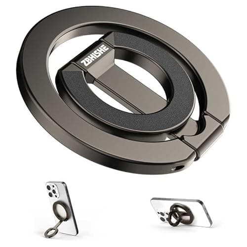 ZBHISHE Magnetic Phone Ring for MagSafe Grip [Dual-Sided Magnetic] [Super Magnet] [Magnet Phone Stand Grip Compatible with Car Mounts] Mag Safe Accessory for iPhone 17/16/15/14/13 Pro Max Plus, Grey - Image 1