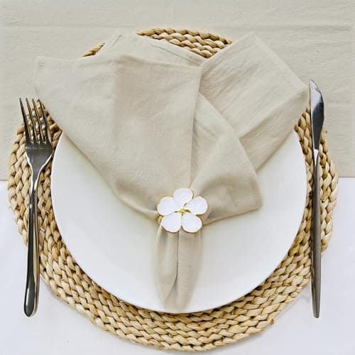 Plobeca Cloth Napkins Set of 12,17x11 Inches Natural Cotton Blend Napkins Cloth Washable and Reusable for Dinner,Parties,Wedding - Thumbnail 4