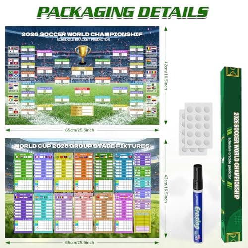 ZUOMAGUO World Cup Schedule Poster 2026 World Soccer Game Wall Chart Poster No Crease World Cup Soccer Calendar Football Tournament Schedule Home Bar Party Decorations - Thumbnail 3
