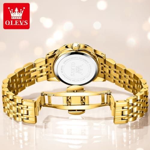 OLEVS Gold Watches for Men Watch Men Luxury Watch for Men Stainless Steel Arabic Numeral Dial Gold Reloj - Thumbnail 4
