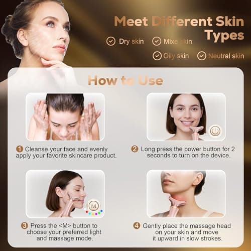 7 in 1 Multifunctional Facial Massager, Red Light Therapy for Face with 7 Modes, Face Lift Device, Portable Facial Massager for Wrinkles,Neck&Skin Care-Pink - Thumbnail 6