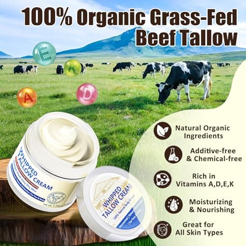 JIIANERY Beef Tallow for Skin, Natural Beef Tallow for Face, 100% Organic Grass Fed Finished Whipped Tallow and Honey Balm, Tallow Cream for Skin Care, Tallow Face Moisturizer Body Lotion - Thumbnail 2