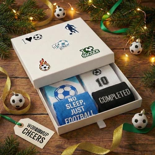 ZAOMENG Funny Socks for Men,Fun Soccer Socks,Novelty Crew Socks,Cool Soccer Gifts for Teens,Youth,Sports Fans and Players,Cotton Socks 2 Pairs - Thumbnail 2