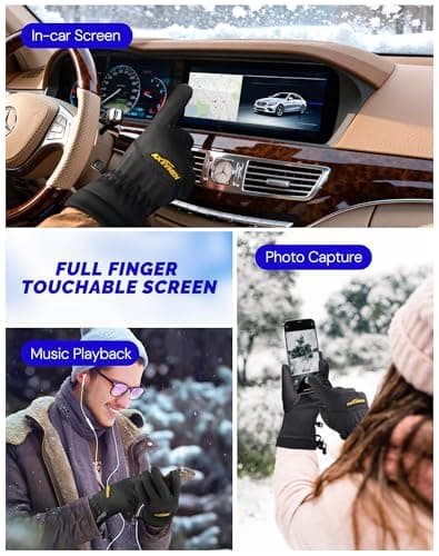 AXEVMEN Winter Waterproof Gloves (Black, Medium) - Thumbnail 4