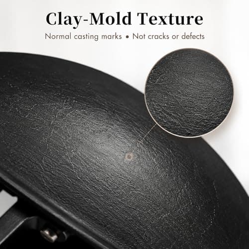 WANGYUANJI 12.6 Inch Round Bottom Cast Iron Wok with Glass Lid, Chinese Stir Fry Pan for Gas Stove & Open Flame, Uncoated Clay-Mold Texture, Wok Ring Required, Seasoning Needed - Thumbnail 5