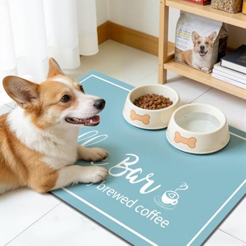 Findosom Dish Drying Mat, 12"x 20" Super Absorbent & Hide Stain Coffee Mat, Cuttable Drying Mat for Kitchen Counter, Coffee Bar Accessories, Under Dish Rack, Coffee Maker, Espresso Machine, Blue - Thumbnail 3