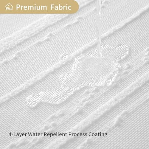 Lameirose White Shower Curtain Boho, Textured Shower Curtain Cotton Blend Waffle Weave Stripe Fabric Shower Curtains for Bathroom, Hotel, Washable, 72 x 72 - Thumbnail 5