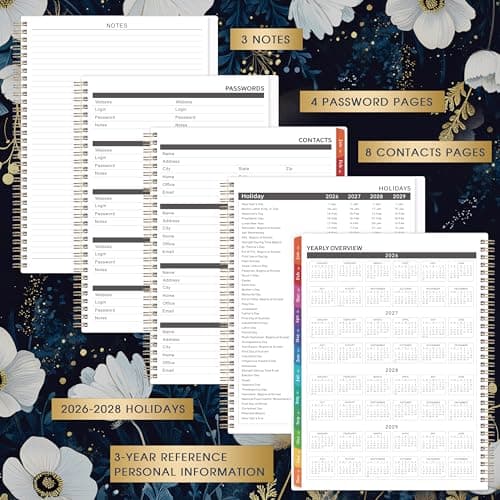 2026-2028 Monthly Planner/Calendar - January 2026 - December 2028, 9” × 11”, 3 Year Monthly Planner 2026-2028, 36-Month Calendar with Tabs,Inner Pocket, Twin-wire Binding, Enterprise - Thumbnail 4