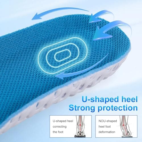 XINIFOOT 3 Pairs Elastic Shock Absorbing Shoe Insoles Breathable Honeycomb Sneaker Inserts Sports Shoe Insole Replacement Insoles for Men (Blue) - Thumbnail 3