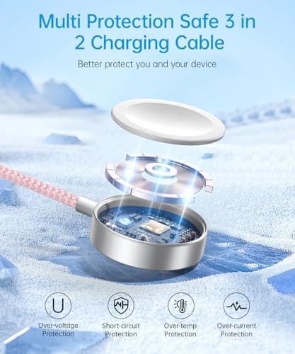 Wtinquik Travel Essentials, Multi Fast Charging Cable for iPhone Charger, 3 in 2 USB C Cable Cord Compatible with iWatch Ultra/SE/10-1/iPhone 17-11/Samsung S25-22, 4FT, Pink - Thumbnail 5