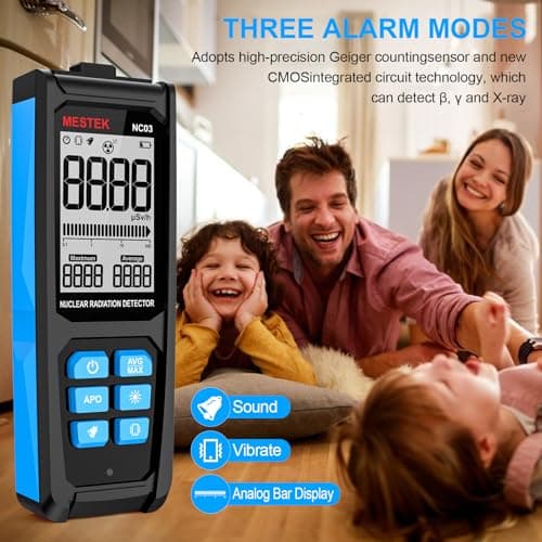 Nuclear Radiation Detector, MESTEK Geiger Counter Dosimeter Radiation Detector with Digital & Analog Dual Display, Portable Beta Gamma X-ray Monitor Meter, Rechargeable - Thumbnail 3