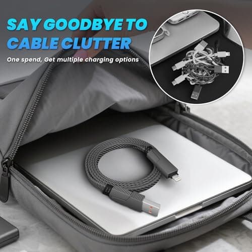 Travel Essentials 240W USB C Cable,4 in 1 Charging Cable Fast Charging Cords with E-Mark Chip,Multi USB Cable for iPhone 16 15 iPad MacBook Pro Air Samsung S25 Switch - Thumbnail 5