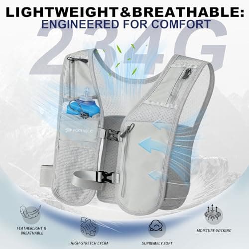 PORTHOLIC Running Vest for Women Men with 500ml/1.5L Water Bottle |Adjustable Hydration Vest with Water Bladder |Reflective |Lightweight |Muti-Pockets |Breathable for Running Accessories for Hiking - Thumbnail 3