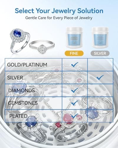 BCOM Jewelry Cleaner, Ring Cleaner Gentle Solution Restores Shine & Brilliance for Silver, Platinum, Diamonds, Gemstones, Safe for Rings, Necklaces, Bracelets Earrings, Quick Easy At Home Use(10oz) - Thumbnail 6