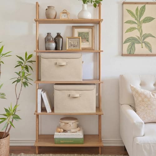 GRANNY SAYS Closet Storage Bins, Decorative Storage Boxes with Lids, Clothes Organizing Bins, Lidded Baskets for Toys, Clothing, Extra Large, Khaki, 2-Pack - Thumbnail 2