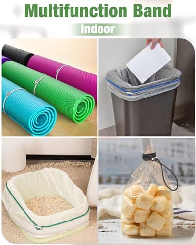 Garbage Can Rubber Bands Cord Lock Adjustable Design Trash Can Bands Fits 4-33 Gallon Trash Cans Multifunction Bands Litter Box Bands Beach Towel Bands for Outdoor Kitchen Tables Picnic Camping Party - Thumbnail 5