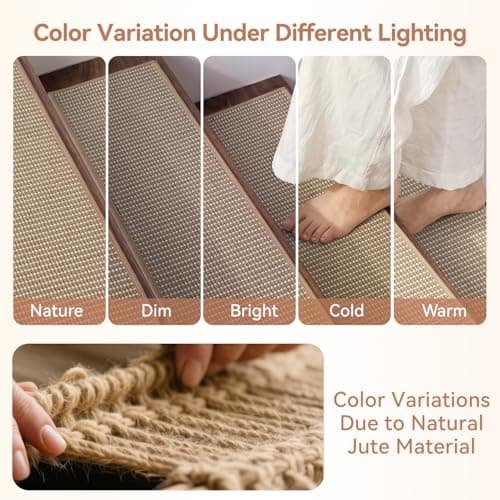 Peel and Stick Stair Treads for Wooden Steps Indoor, Stair-Carpet Treads Washable Reusable Adhesive,Stair-Treads Non Slip 4PC, Beige - Thumbnail 2
