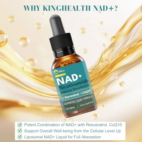 KingHealth CoQ10 100mg, Liposomal NAD+ 500mg, Resveratrol 150mg Liquid Supplements for Women & Men- Boost Energy & Anti-Aging - Vegan, Non-GMO, Gluten, Sugar-Free - 2 Fl Oz - Thumbnail 2