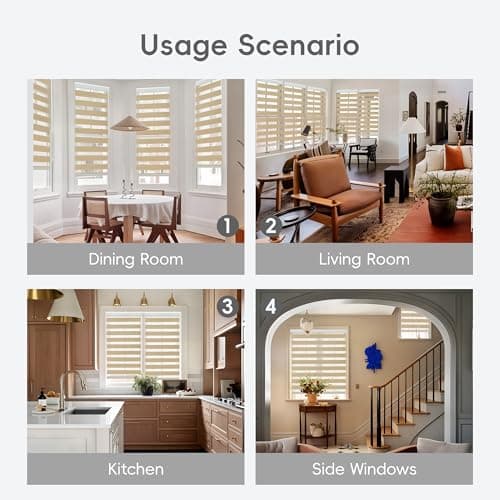 GHV Corded Zebra Blinds for Windows Room Darkening Blinds Dual Layer Privacy for Home and Office (Khaki, 38 in(W) x 72 in(H)) - Thumbnail 6