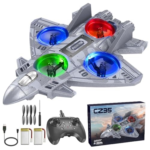 RC Plane Remote Control Airplane Drone for Kids Ages 8+, RC Planes Foam Airplanes for Adults Kids, Fighter Jet Toy with Lights 360°Flip and 3 Speed Modes, Airplane Toys Gifts for Teenage Boys - Image 1