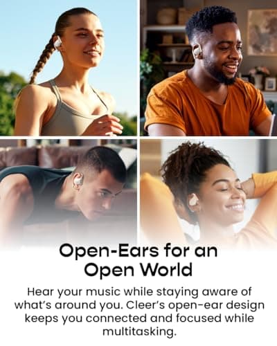 Cleer ARC 5 Open-Ear Headphones with Dolby Atmos & THX Spacial Audio – Smart Case with Touchscreen, 60H Battery, Bluetooth 5.4 Multipoint, IPX7 Waterproof Wireless Earbuds for Running & Workouts,White - Thumbnail 6