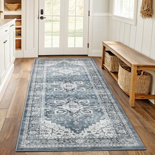 AMADA HOMEFURNISHING 2x6 Washable Runner Rug, Low-Profile Kitchen Rugs with Non-Slip Backing & Durable Edge Binding, Vintage Entryway Runner Rug for Bedroom & Hallway - Image 1