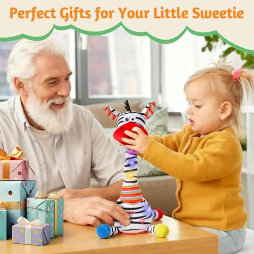 LLUKEME Dancing Talking Zebra Toy, Stuffed Animal Baby Toy Repeating What You Say, Easter Toys for Kids Glowing Musical Electronic Zebra with Striped Plush Gifts for Toddlers 1-3 Years Old - Thumbnail 6