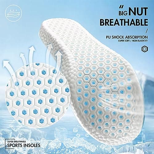 XINIFOOT 3 Pairs Breathable Shock Absorption Sport Shoe Insoles for Men&Women Elastic Soft Running Shoes Pad Replacement Insole (M Men 7-8.5 / Women 9-10.5) - Thumbnail 3