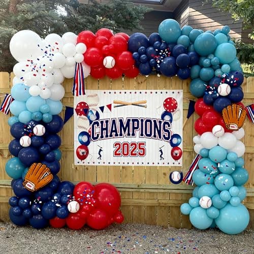 Red Blue White Balloons, 60Pcs 12 Inch Red Navy Light Blue Dusty Blue White Balloons for Baseball Birthday Party Baby Shower 4th of July Decorations - Thumbnail 3