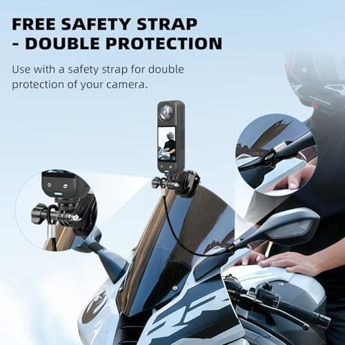 Flymile Motorcycle Windshield Clip Mount for Insta360 X5/X4/X3, Motorbike Windscreen Aluminum Metal Clamp Quick Release for GoPro Hero, for DJI Osmo Action 5/4/3/Pocket 3/360 Camera Accessories - Thumbnail 5