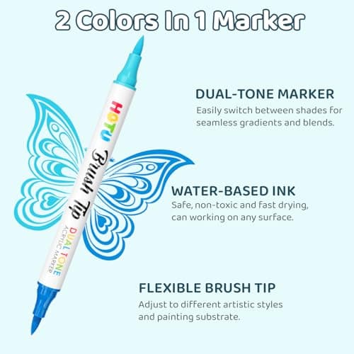 HOTU 72 Colors Acrylic Paint Markers for Coloring BooksFabric Stone Wood Sketchbook Eggs - 36 Set Dual Brush Tip Paint Pens - Art and Crafts Supplies Kit - Great Gifts Idea (36pcs,72 colors) - Thumbnail 3